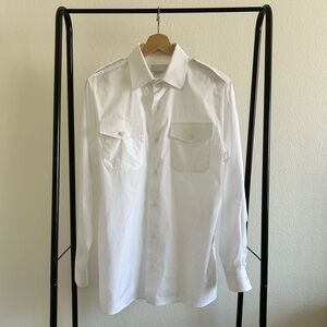 Prada White Dress Shirt Mens 39 15.5 Medium Cotton Button Up Italy Luxury